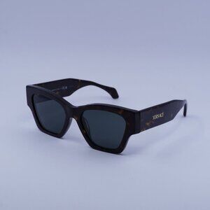 Versace VE4492U 108/87 Sunglasses Dark Havana Square Frame, Dark Grey Lenses
